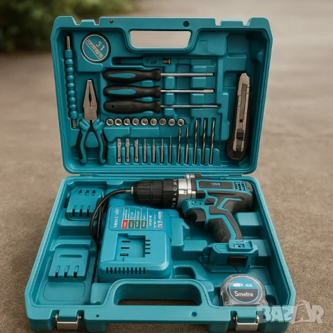 Комплект бормашина, Винтоверт, 30 части, 21V с 2 батерии и зарядно