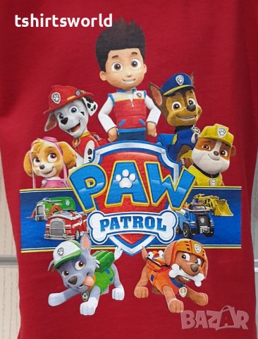 Нова детска тениска с дигитален печат PAW Patrol (Пес патрул) в червен цвят, снимка 2 - Детски тениски и потници - 36966808