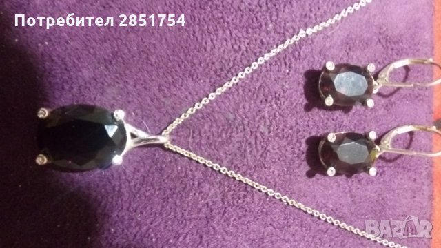 Колие + обеци с камъни в рубинен цвят , снимка 4 - Колиета, медальони, синджири - 31204597