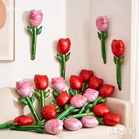 Балон Роза - Розова и Червена, снимка 3 - Романтични подаръци - 54114767