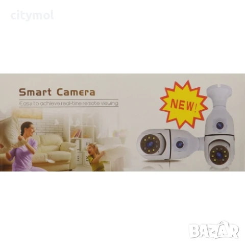Двойна PTZ Wi Fi камера, Dual  Lens  6 Mpx, Full HD, SD слот, LED лампа, 360°, нощно виждане, снимка 3 - IP камери - 50856549