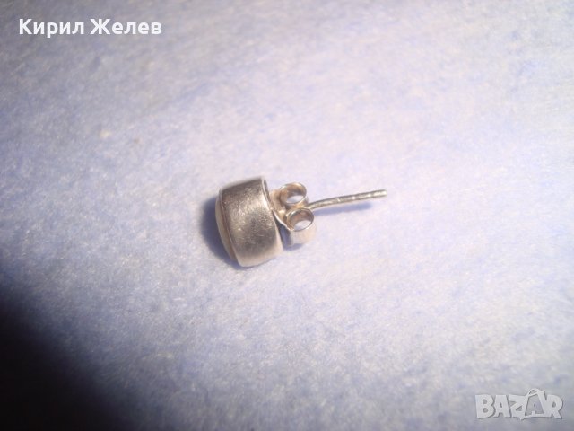 ЕЛЕГАНТНА СТИЛНА СТЕБЪРНА ОБЕЦА АНГЛИЯ СРЕБРО 925 с ШЛИФОВАН ЛУНЕН КАМЪК 26969, снимка 5 - Обеци - 36817675