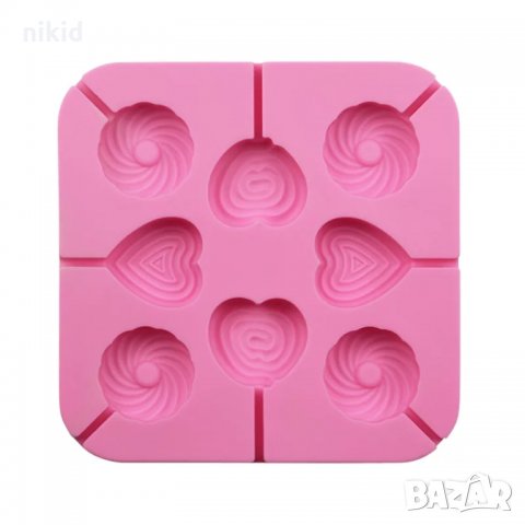 8 спираловидни кръг сърце силиконов молд форма за направа на близалки на клечка декор торта фондан ш, снимка 5 - Форми - 35547335