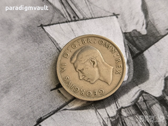 Монета - Великобритания - 1/2 (половин) крона | 1950г., снимка 2 - Нумизматика и бонистика - 54240775