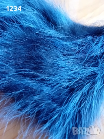 Син шал от естествена кожа на ракун , снимка 4 - Шалове - 52985492