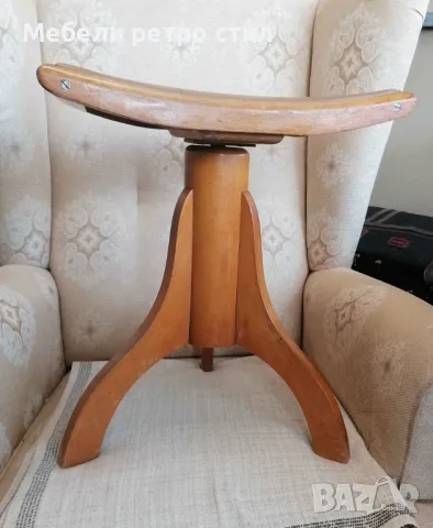 Въртяща се дървена табуретка за пиано ,,Арт деко". С регулируема височина. , снимка 6 - Други стоки за дома - 49272555