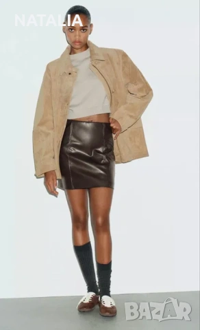 Кожена пола zara, снимка 3 - Поли - 54351707