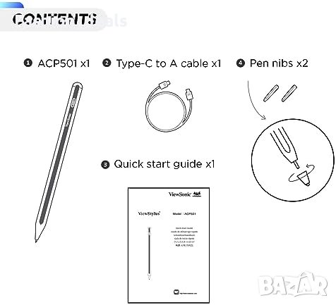 Нов ViewSonic Стилус Молив за таблет Apple iPad USB-C бързо зареждане Айпад, снимка 5 - Друга електроника - 42432457