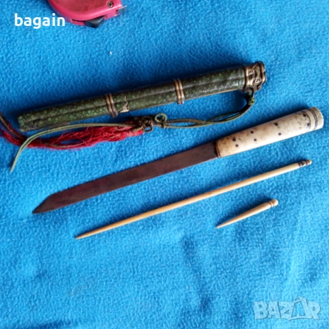 Нож на мандарин от династия Цин, кама, сабя, ятаган., снимка 2 - Антикварни и старинни предмети - 54085576