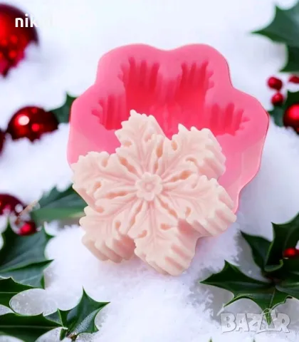 Голяма дълбока красива Снежинка силиконов молд калъп форма украса сапун гипс свещ глина шоколад, снимка 2 - Форми - 23102021