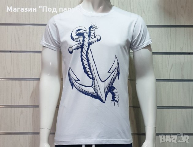 Нова мъжка тениска с трансферен печат Голяма котва, морска, снимка 3 - Тениски - 28166788