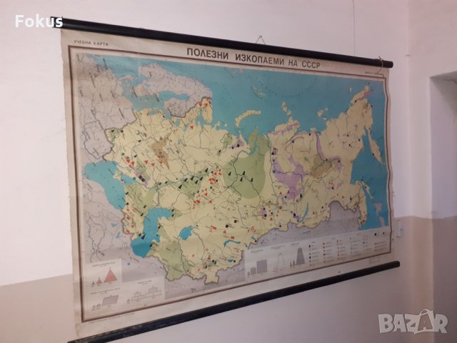 Стара платнена карта Полезни изкопаеми на СССР, снимка 4 - Антикварни и старинни предмети - 34894327