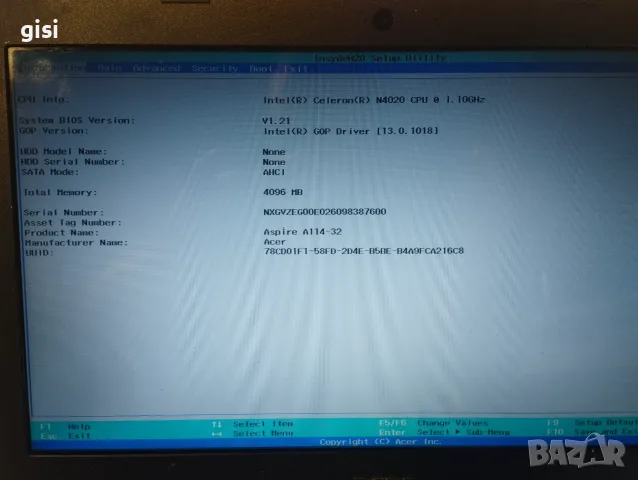 Лаптоп Acer Aspire 1 A114-32-C3EY, снимка 6 - Части за лаптопи - 56466502