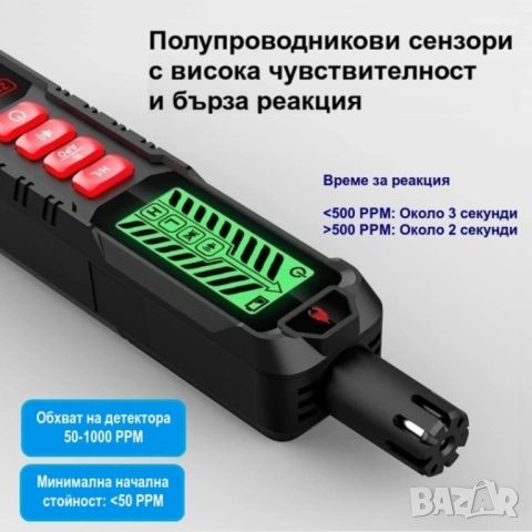 Детектор за утечка на газ | Газ анализатор, снимка 5 - Други инструменти - 52750436