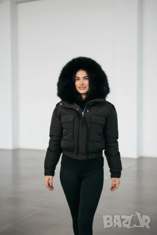 Уникално късо зимно яке с пух три цвята , снимка 10 - Якета - 47977264