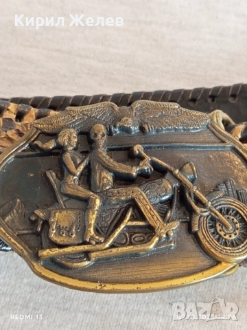 Кожен колан имитиращ змийска кожа с катарама мотористи много красив 26608, снимка 4 - Колани - 51920362