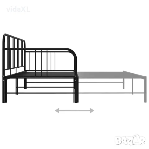 vidaXL Разтегателна кушетка рамка за легло черна метал 90x200 см, снимка 8 - Спални и легла - 56146796