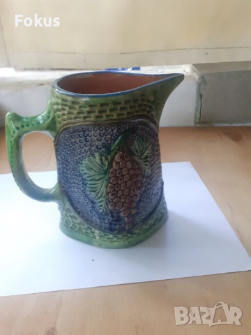 Стара релефна глечосана кана за вино троянска керамика, снимка 8 - Антикварни и старинни предмети - 53278693