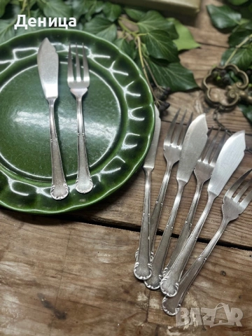 Елегантни прибори за рибка🥰 Посребрение 60 микрона 6 вилици+6 ножа 