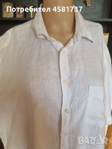 Бяла ленена мъжка риза Col Bleu, размер XL, снимка 3 - Ризи - 51758223