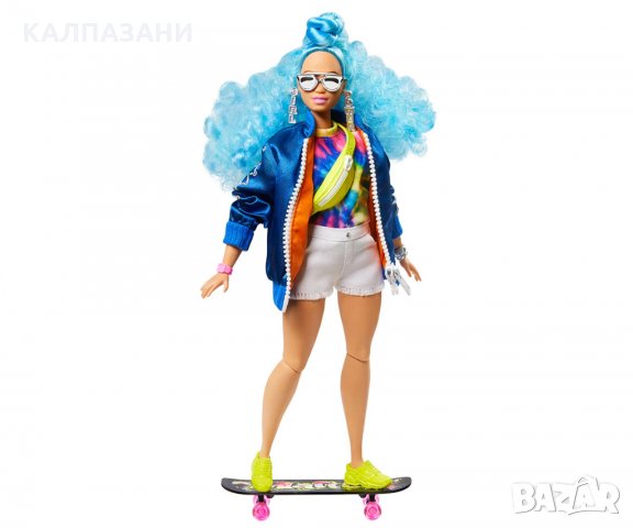 Кукла Barbie - Екстра: Синя къдрава коса GRN30, снимка 3 - Кукли - 34910728