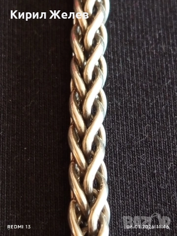 Сребърен ланец плетка тип ЖИТЕН КЛАС много красив майсторска ръчна изработка 50765, снимка 7 - Колиета, медальони, синджири - 53004490