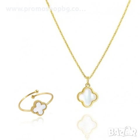 Комплекти бижута, гривни, колиета, пръстени, с черна и бяла детелина- различни видове, снимка 10 - Бижутерийни комплекти - 53253840