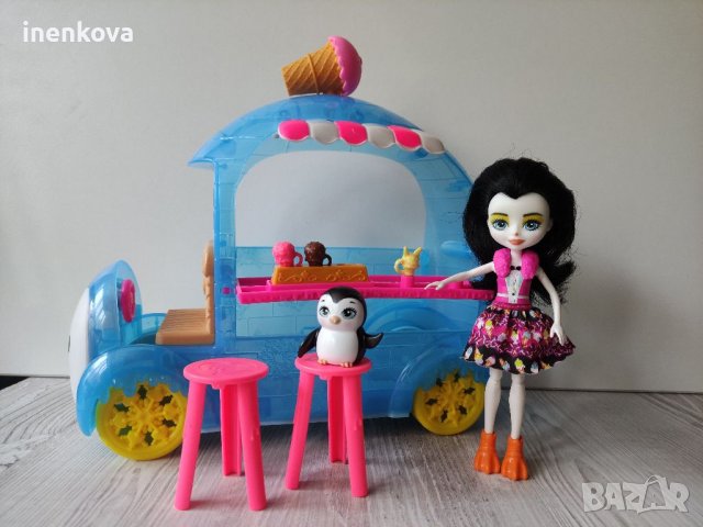 Комплект камион за сладолед и кукла пингвин и любимец. Енчантималс Enchantimals  35лв., снимка 4 - Кукли - 37446504