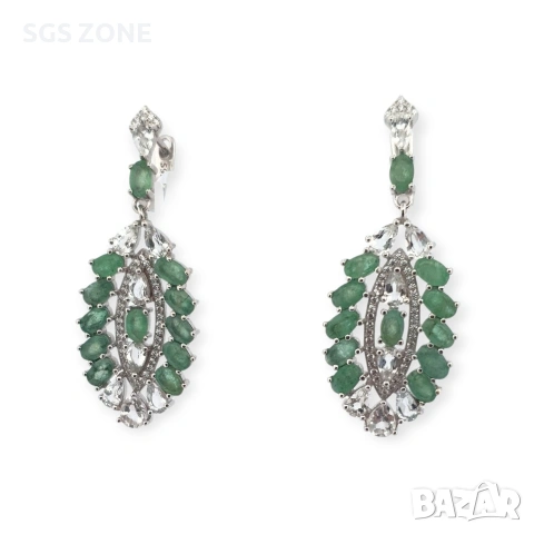 уникални сребърни обеци с изумруди, снимка 6 - Обеци - 51262622