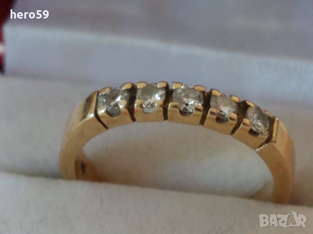 Дамски златен пръстен с пет брилянта/диамат,брилянт/, снимка 3 - Пръстени - 35500293