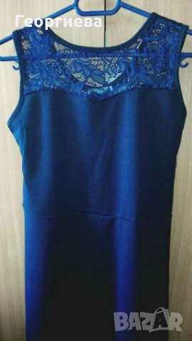 Тъмно синя рокля с панделка на гърба ПРОМОЦИЯ - 12лв.👗🍀XS,S👗🍀арт.1019, снимка 3 - Рокли - 29849332