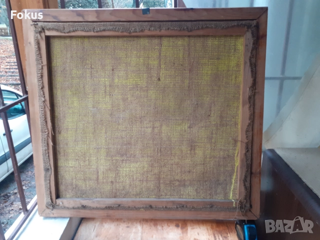 Стара майсторска българска картина масло платно канава рамка, снимка 5 - Антикварни и старинни предмети - 52877859