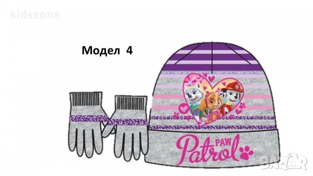 Намалени! Лот детска шапка и ръкавици Paw Patrol - M3-4 момиче