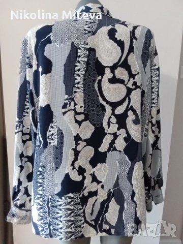 Копринена блуза в синьо, снимка 2 - Ризи - 31889393