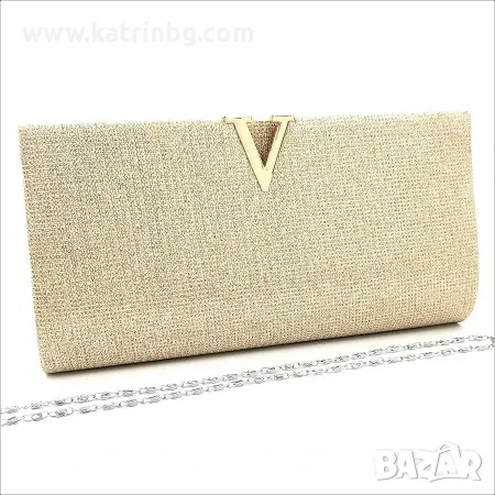 Официална дамска чанта тип плик-Златна
