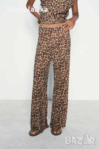Zara панталон в леопардов принт XS/S, снимка 2 - Панталони - 51084587