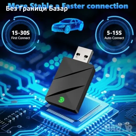 Нов CarPlay Android Auto Wireless адаптер USB 5GHz за iPhone Android телефон връзка кола автомобил, снимка 5 - Друга електроника - 56445821