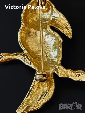 Уникална брошка папагал метал глазура Германия, снимка 2 - Други - 47608132