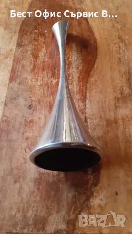 метален свещник дизайнерски, внесен от Дания, стабилен масивен хром метал, снимка 7 - Декорация за дома - 48355898