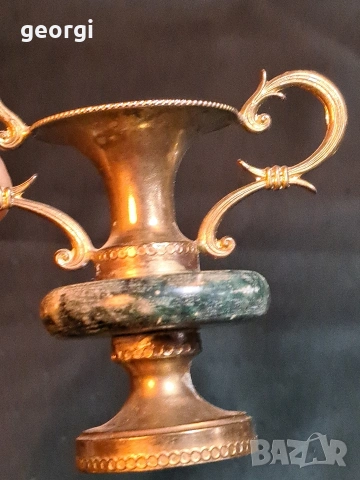 мини бронзова вазичка със зелен оникс 34/3, снимка 2 - Декорация за дома - 53937841