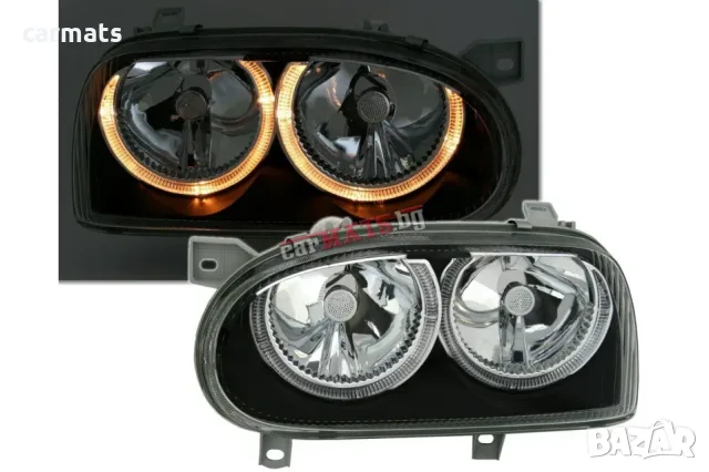 Кристални фарове ANGEL EYES за VW Golf 3 (1991-1998) - черни - R32 дизайн