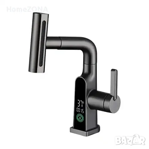 Смесител Elite PRO W46, с издърпващ се чучур и въртяща се глава, сив