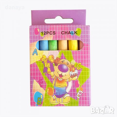 1562 Цветни тебешири за рисуване и писане 12 броя в кутия, снимка 2 - Пластелини, моделини и пясъци - 29439785