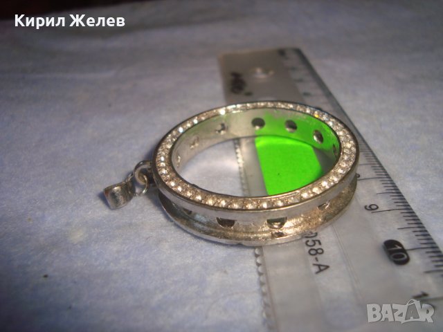 СТАР ПОСРЕБРЕН ВЕНТИДЖ АРТ МЕДАЛЬОН ВИСУЛКА с ИНКРУСТИРАНИ КРИСТАЛЧЕТА 28339, снимка 4 - Колиета, медальони, синджири - 37395567