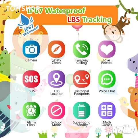 Детски смарт часовник, SIM карта, проследяване, разговори от PTHTECHUS, снимка 4 - Кенгура и ранички - 48824829