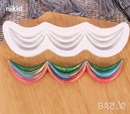 Троен набор подгъв имитация плат силиконов молд кант борд торта фондан шоколад украса декор