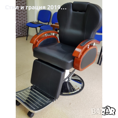 Бръснарски стол Apolo - черно и черно с оранжево, снимка 1 - Бръснарски столове - 44597798