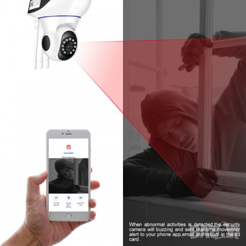 Камера за видеонаблюдение през телефон, охранителна камера Бебефон, въртяща камера, микрофон, Yoosee, снимка 5 - IP камери - 31621443
