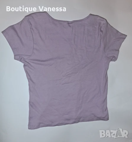 Дамска блуза с къс ръкав в лилаво , снимка 2 - Тениски - 50730696
