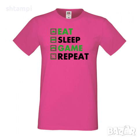 Мъжка тениска Game 5,Eat,Sleep,Game,Anime,Repeat,Ядене,Спане,Геймс,Подарък,Повторение,Празник,Игри